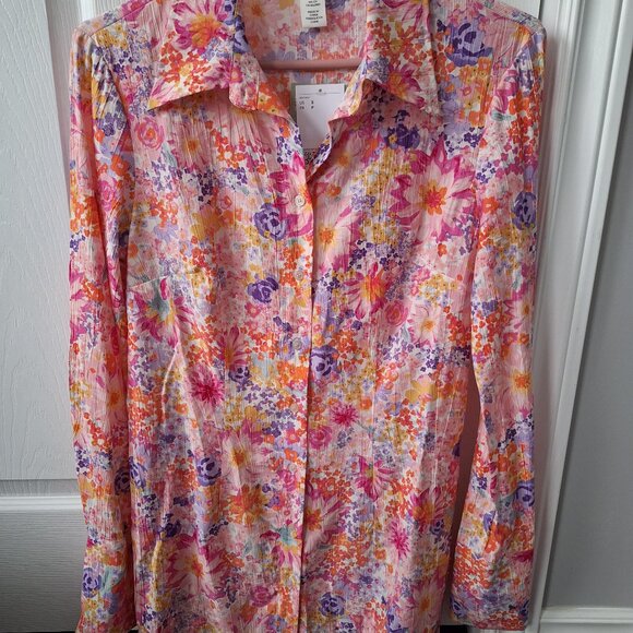 H&M Bright Floral Button Down Shirt NWT - Picture 10 of 11